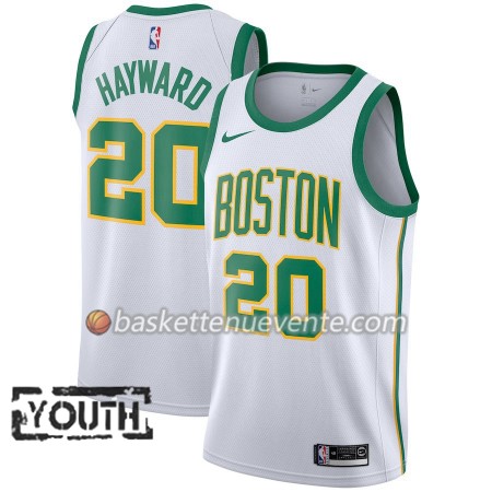 Maillot Basket Boston Celtics Gordon Hayward 20 2018-19 Nike City Edition Blanc Swingman - Enfant